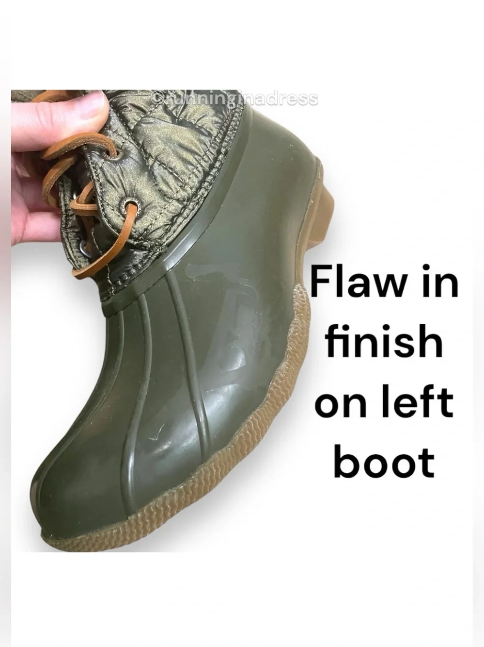 NWT Sperry Saltwater All-Weather Rain Boots Dark Olive Quilted - 8.5